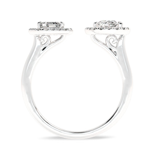 3/4 CT. Two Headed pear and Emerald cut Lab created Diamond Ring