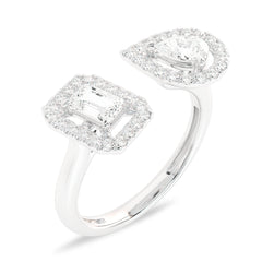 3/4 CT. Two Headed pear and Emerald cut Lab created Diamond Ring