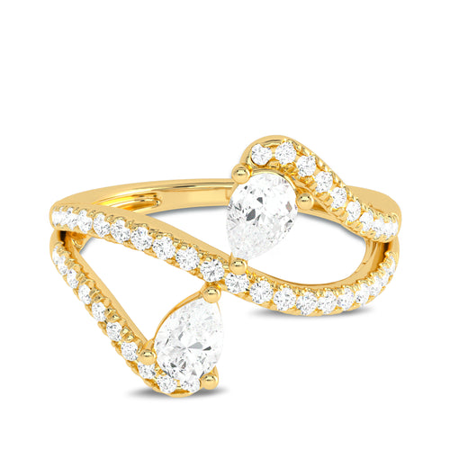 3/4 CT. Classic dual Pear and Round Lab Created Diamond Ring