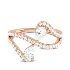 3/4 CT. Classic dual Pear and Round Lab Created Diamond Ring