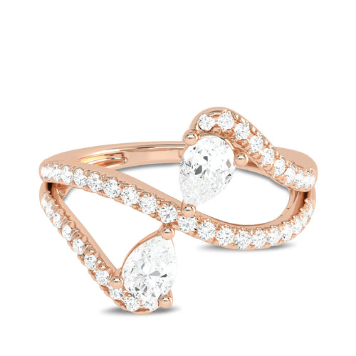 3/4 CT. Classic dual Pear and Round Lab Created Diamond Ring