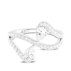 3/4 CT. Classic dual Pear and Round Lab Created Diamond Ring