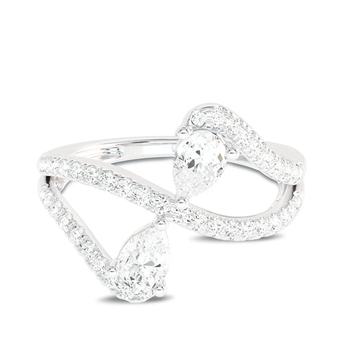 3/4 CT. Classic dual Pear and Round Lab Created Diamond Ring