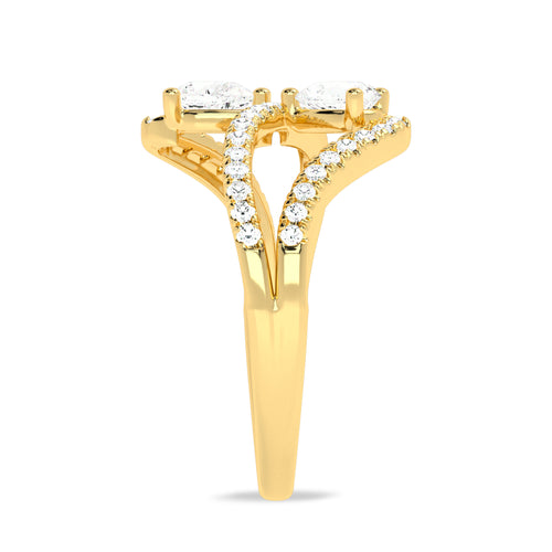 3/4 CT. Classic dual Pear and Round Lab Created Diamond Ring