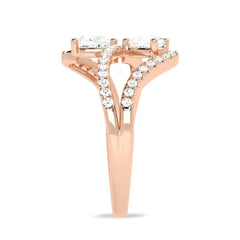 3/4 CT. Classic dual Pear and Round Lab Created Diamond Ring