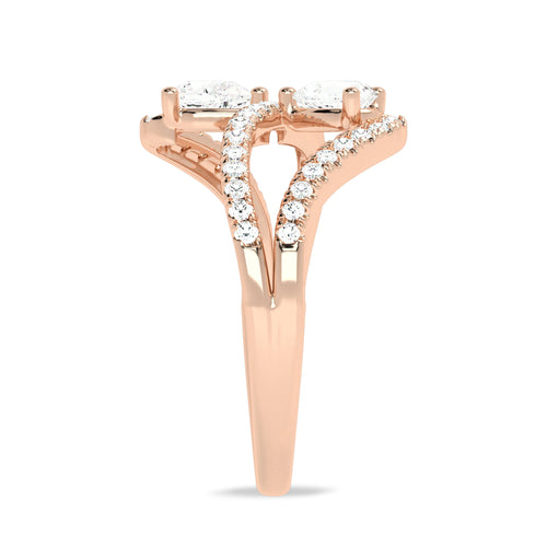 3/4 CT. Classic dual Pear and Round Lab Created Diamond Ring