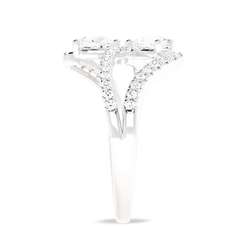 3/4 CT. Classic dual Pear and Round Lab Created Diamond Ring