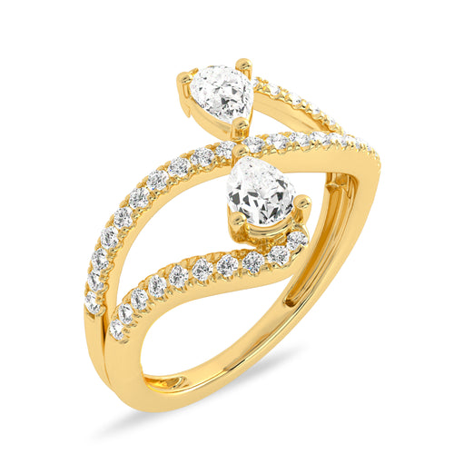 3/4 CT. Classic dual Pear and Round Lab Created Diamond Ring