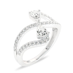 3/4 CT. Classic dual Pear and Round Lab Created Diamond Ring