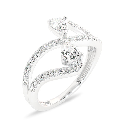 3/4 CT. Classic dual Pear and Round Lab Created Diamond Ring