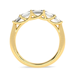 1 CT. Trellis style Five stones Emerald Cut Lab created Diamond Ring.