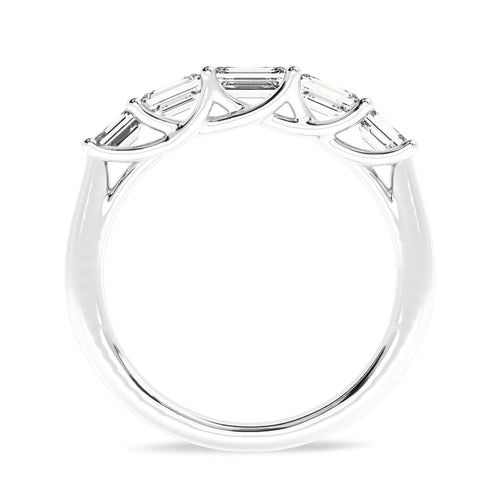 1 CT. Trellis style Five stones Emerald Cut Lab created Diamond Ring.