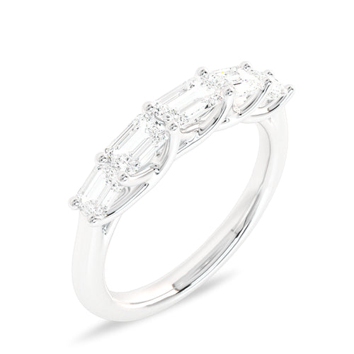 1 CT. Trellis style Five stones Emerald Cut Lab created Diamond Ring.