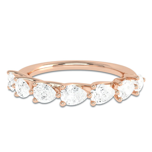 3/4 CT. Trellis style seven stones Pear Lab created Diamond Ring.