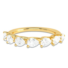 3/4 CT. Trellis style seven stones Pear Lab created Diamond Ring.