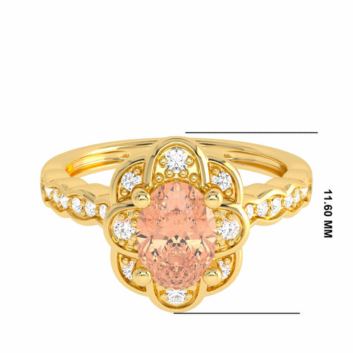 Graceful Oval Morganite and Natural Diamond Engagement Ring.