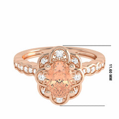 Graceful Oval Morganite and Natural Diamond Engagement Ring.