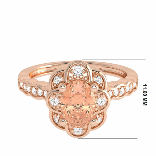 Graceful Oval Morganite and Natural Diamond Engagement Ring