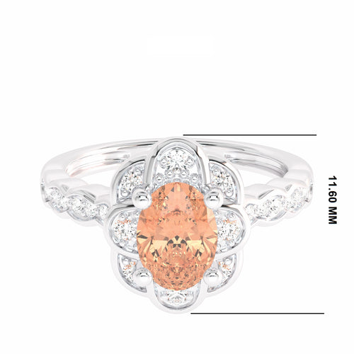 Graceful Oval Morganite and Natural Diamond Engagement Ring.