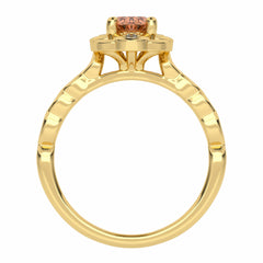 Graceful Oval Morganite and Natural Diamond Engagement Ring.