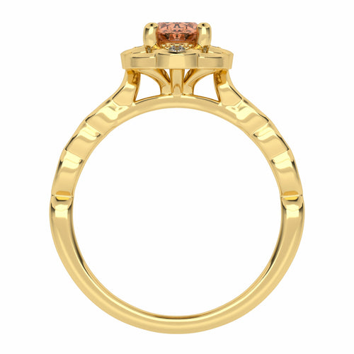 Graceful Oval Morganite and Natural Diamond Engagement Ring.
