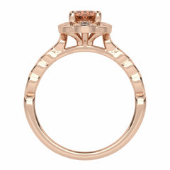 Graceful Oval Morganite and Natural Diamond Engagement Ring.