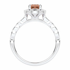 Graceful Oval Morganite and Natural Diamond Engagement Ring.