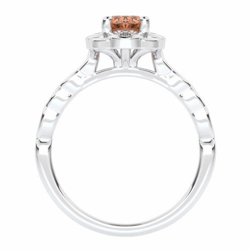 Graceful Oval Morganite and Natural Diamond Engagement Ring.
