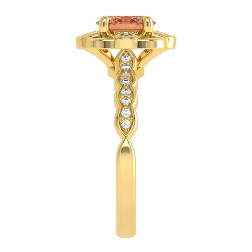 Graceful Oval Morganite and Natural Diamond Engagement Ring.