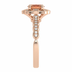 Graceful Oval Morganite and Natural Diamond Engagement Ring.