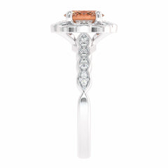 Graceful Oval Morganite and Natural Diamond Engagement Ring.