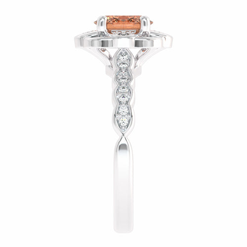 Graceful Oval Morganite and Natural Diamond Engagement Ring.