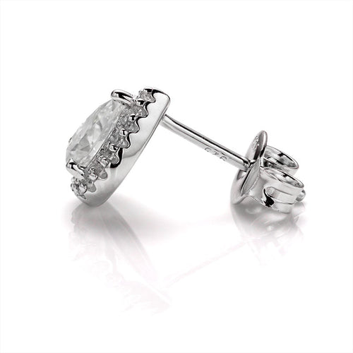 Whispers of Eternity Pear Shape Halo Style Moissanite Earrings in Sterling Silver