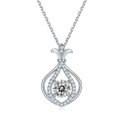 Trendy  Moissanite Pendant Necklace in Sterling Silver