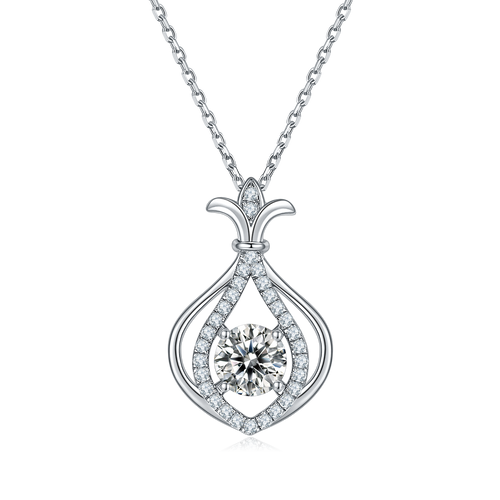 Trendy  Moissanite Pendant Necklace in Sterling Silver