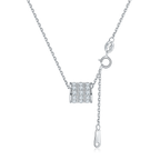 Woman's Splash Moissanite Roll Pendant Necklace in Sterling Silver