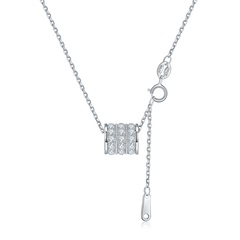 Woman's Splash Moissanite Roll Pendant Necklace in Sterling Silver