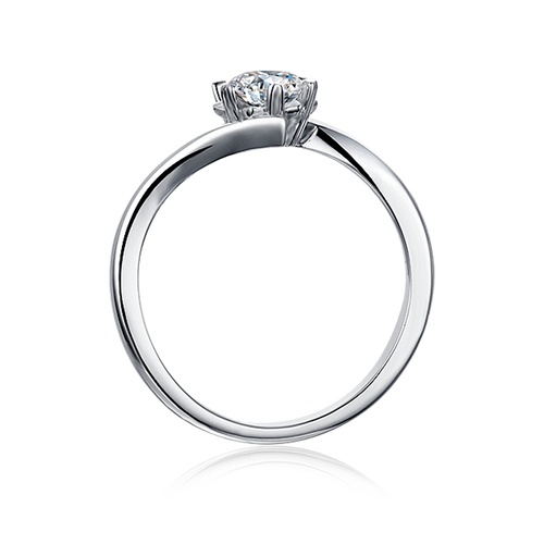 Cathedral Style Round Solitaire Moissanite Twist By-pass Shank Embellished Prong Engagement Ring in Sterling Silver