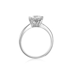 Gleaming Six Prong Set Round Moissanite Solitaire Engagement Ring in Sterling Silver