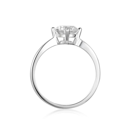 Glinting Solitaire Round Moissanite with Side Studded Shank Engagement Ring in Sterling Silver