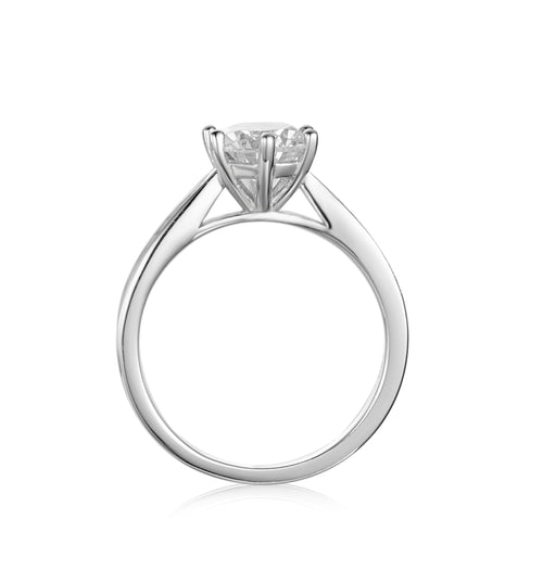 Eternal Radiance Solitaire Round Moissanite Engagement Ring on Sterling Silver with Side Studded Shank