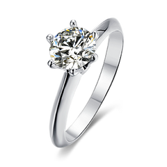 Vintage Style Timeless Love Sparkler Round Moissanite Engagement Ring in Sterling Silver