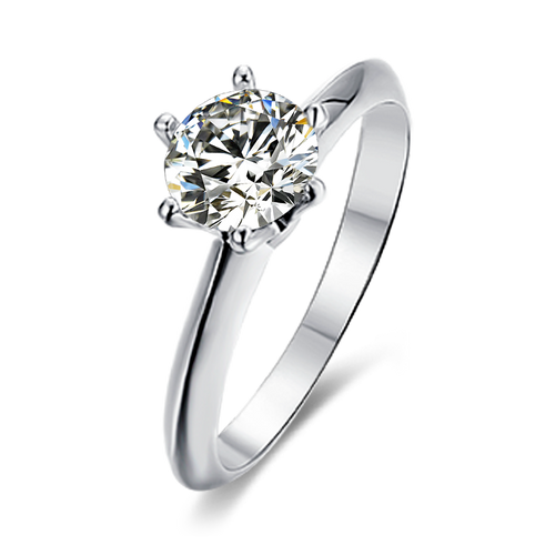 Vintage Style Timeless Love Sparkler Round Moissanite Engagement Ring in Sterling Silver