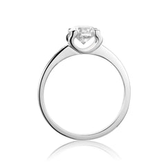 Classic Graceful Solace Round Moissanite Solitaire Engagement Ring in Sterling Silver with Studded shank