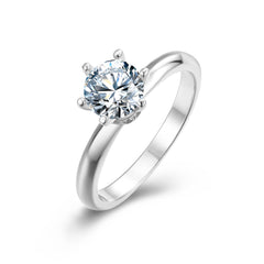 Infinite Harmony Engagement Solitaire Round Moissanite Ring in Sterling Silver