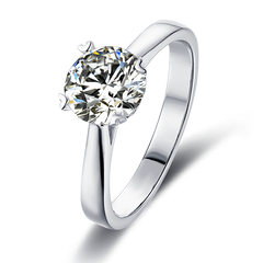 Celestial Solitaire Affection Round Moissanite Simple Engagement Ring on Sterling Silver