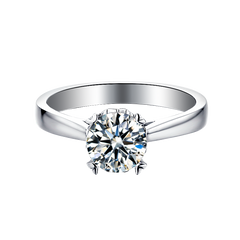 Celestial Solitaire Affection Round Moissanite Simple Engagement Ring on Sterling Silver