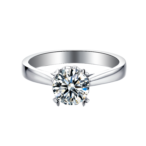 Celestial Solitaire Affection Round Moissanite Simple Engagement Ring on Sterling Silver