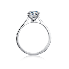 Celestial Solitaire Affection Round Moissanite Simple Engagement Ring on Sterling Silver