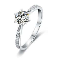 Sovereign Sparkle Round Moissanite Elite Solitaire Engagement Ring in Sterling Silver